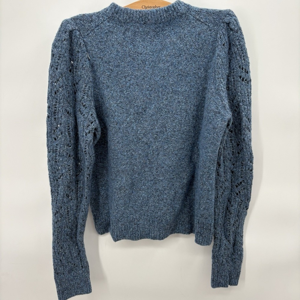 Veronica Beard‎ Devi Openwork Puff Sleeve Sweater Size Large Cotton/Wool #7H - Picture 7 of 7